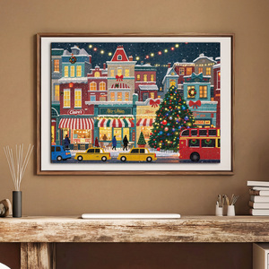 Puzzle de 1000 pièces de la scène de rue de la ville de Noël, scène hivernale enneigée, cadeau pour adultes, décoration murale pour la maison et les fêtes en famille - Product Image 2