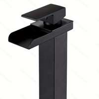 Robinet de lavabo de salle de bain monocommande moderne et minimaliste, à poser sur le plan, avec cartouche céramique, eau chaude/froide, revêtement poudré