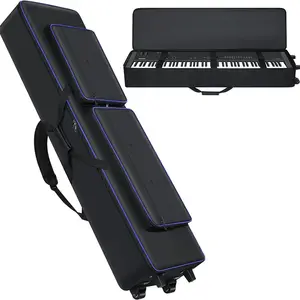 Penutup Keyboard 88 kunci dengan tas Piano roda dengan pegangan & tali bahu