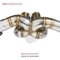 ING T304 OEM Valve Catback dengan X-Pipe Gaya GT3 untuk Porsche 911 997.2 Carrera/S 3.6L/3.8L 2009-2012 |   Kontroler 63mm Dual Tips