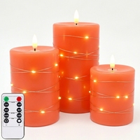 Lampes à bougies LED sans flamme en cire de paraffine orange, à piles, avec télécommande, pour Noël, la maison et la chambre