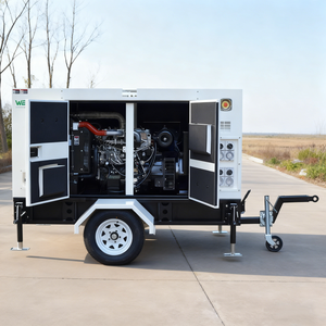 גנרטור דיזל נייד מסוג קרוואן פתוח 30kva-50kva 25-50kw עם גלגלים, גגון ומערכת ATS - Product Image 4
