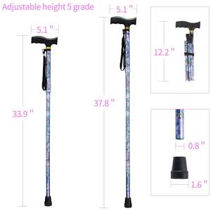 מקל הליכה מתכווננת לגברים ונשים עם ידית פלסטיק נוחה ידית פלסטיק, פרחוני סגול - Product Image 3