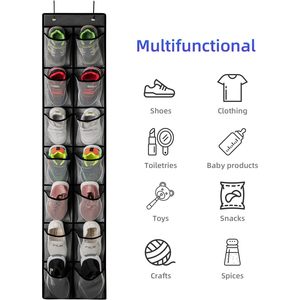 Over The Door <b>Shoe</b> Organizer 28 Pockets Mesh Hanging <b>Storage</b> For <b>Shoes</b> Closet Wall Mount Hook Type Grey - Product Image 4