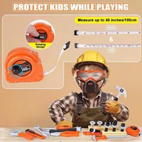 Ensemble de 38 outils de construction de simulation avec sac de rangement, perceuse électrique, casque – Kit de jeu d'imitation pour enfants