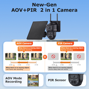 Dual len không dây Wifi năng lượng mặt trời Máy ảnh aov 24/7 đầy đủ thời gian ghi âm PTZ máy ảnh ngoài trời IP65 6MP HD Phát hiện chuyển động ai máy ảnh - Product Image 2