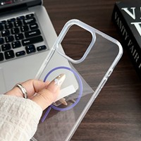 Mince Cercle Magnétique Coloré étui pour iphone 7 8 XS Max 11 12 13 14 15 16 17 Pro Max Clair Transparent Aimant Couverture Arrière S25U