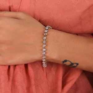 Moissanite Multi Cut Lab Grown Diamond Tennis Bracelet 14K Gold Mixed Shape Wedding Bride Gift Elegant Tennis Bracelet Jewelry - Product Image 2