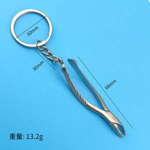 Nha sĩ Keychain Nha khoa Răng Hàm vòng chìa khóa mô phỏng <span class=keywords><strong>3D</strong></span> kim loại dụng cụ nha khoa-Kẹp nha khoa nha khoa Quà Tặng móc chìa khóa - Product Image 4