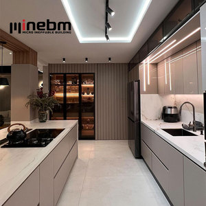 Meubles de cuisine au design moderne avec finition laquée, armoires de cuisine avec îlot central - Product Image 1