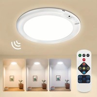 Lámpara de Techo LED con Sensor de Movimiento, Control Remoto, Carga USB, Instalación Magnética, Redonda, para Escaleras, Dormitorio, Armario, Lámpara Nocturna