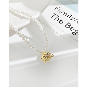 Wholesale Customized Animal Jewelry Gold Plated Stainless Steel Elephant Shaped Pendant Necklace Pearl Necklace for Women - Product Image 3