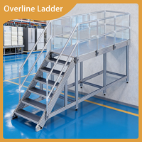 Plataforma de Trabajo Portátil de Aluminio con Barandillas de Seguridad para Fábrica, Escalera Industrial de Gran Capacidad de Carga