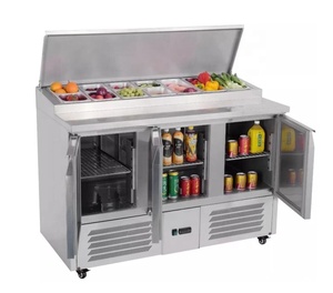 <span class=keywords><strong>3</strong></span> doors <span class=keywords><strong>Saladette</strong></span> <span class=keywords><strong>Pizza</strong></span> prepairing table refrigerator with steel lid - Product Image 1