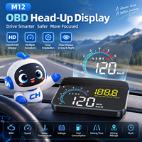 Affichage tête haute M12 OBD+GPS double système : vitesse, régime moteur, température eau, tension, altitude, boussole – Universel PnP pour voiture, camion, SUV