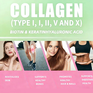 Capsules Multi Collagène Complex Type I II III V X, peptides de protéines hydrolysées avec biotine, acide hyaluronique et complexe de vitamine C - Product Image 4