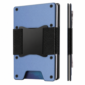 Lightweight Aluminum Business Fashionable Card <b>Holder</b> Slim Front Pocket Wallet for Men with Cash Strap RFID Blocking - Product Image 1