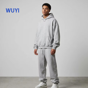 Wholesale Custom Heavyweight Cotton Women Two Piece <b>Set</b> Oversized Blank Hoodie and Sweatpants <b>Set</b> Unisex Streetwear Tracksuit - Product Image 4
