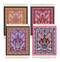 4 pièces Vintage Mini tapis tapis de souris et sous-verres orientaux drôle tapis de souris Floral persan tapis Style tapis de bureau sous-verres