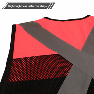 Gilet de sécurité haute visibilité pour femme ANSI/EN ISO 20471, qualité industrielle, multi-poches, en maille, avec dos en X, approvisionnement en gros pour équipement EPI - Product Image 5