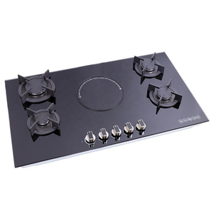 Placa <span class=keywords><strong>de</strong></span> Cocción Integrada <span class=keywords><strong>de</strong></span> Vidrio Templado <span class=keywords><strong>de</strong></span> Buena Calidad con 5 Quemadores, 4 <span class=keywords><strong>de</strong></span> <span class=keywords><strong>Gas</strong></span> y 1 Eléctrica, Estufa Combinada <span class=keywords><strong>de</strong></span> <span class=keywords><strong>Gas</strong></span> y Cerámica - Product Image 3