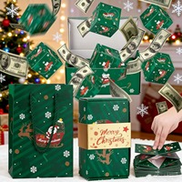 Combo de Bolsa y Caja de Papel Kraft Navideños con Diseño de Santa Claus y Copos de Nieve, Ecológicos, Reutilizables, para Envolver Regalos en la Celebración de Navidad