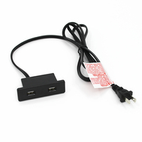 Multiprise encastrable ignifuge rectangulaire avec double chargeur USB et rallonge pour canapé, bureau, mobilier et table