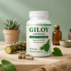 Capsules de Giloy Pur 500mg, 60 Comprimés, Complément Herbal Biologique Guduchi, Nutrition Ayurvédique à Base de Plantes, Extrait de Giloy Végétarien - Product Image 1