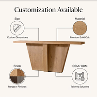 Table console sculpturale contemporaine en bois de chêne massif avec piétement, idéale pour l'entrée, le couloir, les villas de luxe et les projets hôteliers.