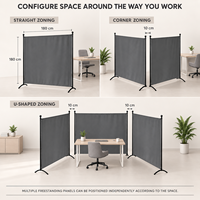 Paravent de bureau 180x180cm avec structure en tube d'acier de 19mm, tissu polyester 180g et pieds en arc pour bureaux à plan ouvert