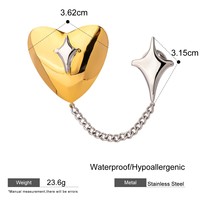 Bijoux fantaisie broche de luxe de haute qualité broche personnalisée plaqué or en acier inoxydable 316l deux tons étoile coeur broches pour vêtements