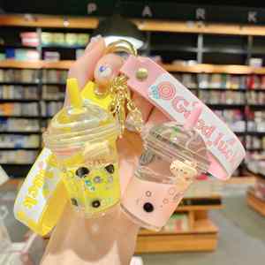 New Arrival Pearl Milk Tea <b>Cup</b> Keychain Teddy Bear Boba Liquid Keychain Floating Boba Keychain - Product Image 2