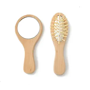 Travel Mini Portable Mirror Makeup Mirror Set For Men And Women Solid Wood Air Cushion Massage Comb