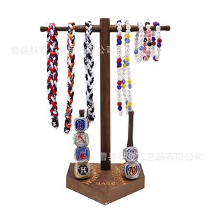 Soporte de Madera para Joyería con Diseño de Bate de Béisbol, Expositor de Escritorio de Madera Natural con Patrón Grabado con Láser - Product Image 4
