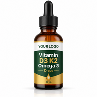 Compléments alimentaires liquides naturels de qualité supérieure à base de vitamine D3 K2 pour renforcer les os et soutenir le système immunitaire, 60 ml, avec huile MCT oméga 3