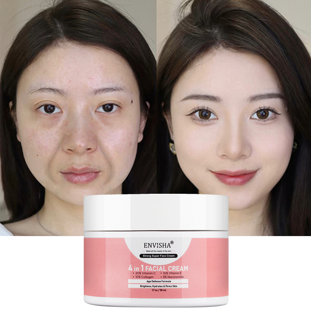 4 en 1 Beauty Facial Skin Care Whitening Anti Ageing Vitamin C E Face Tone Up Pigmentation Dark Spot Removing Cream