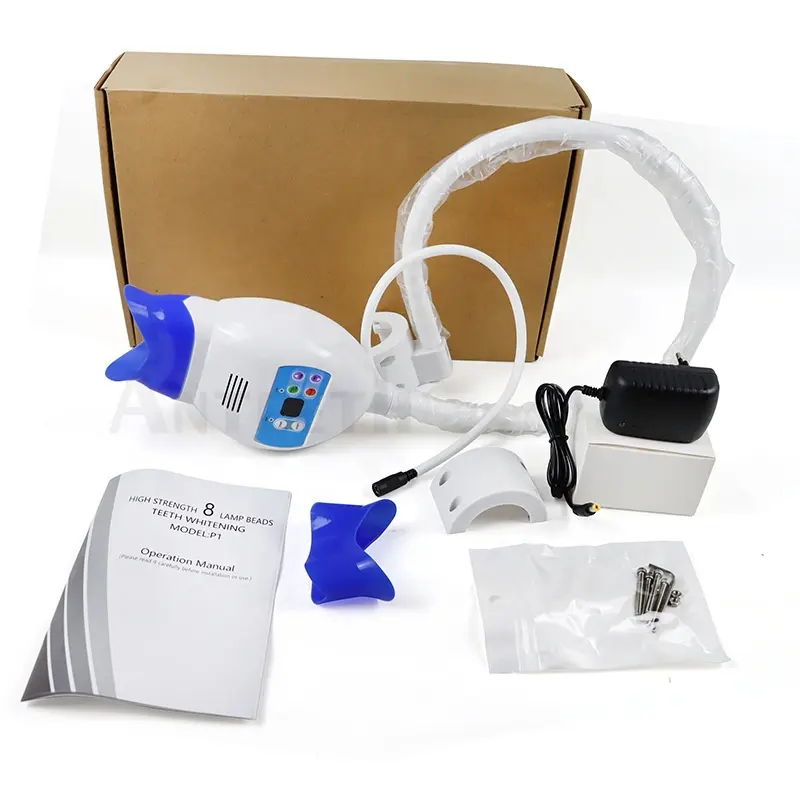 Kutu ambalaj ile ev kullanımı için profesyonel LED mavi ışıklı diş beyazlatma makine toz tipi