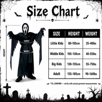 Disfraz de Halloween con máscara de Ghost Face para niños y adultos, conjunto de disfraz con capucha y túnica.