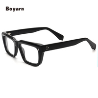 Boyarn Vintage bleu lumière bloc clair carré luxe rétro mode épais optique assorti haute qualité acétate monture de lunettes