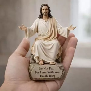 Estatua de Jesús de Resina, Figura Decorativa Religiosa Hecha a Mano para el Hogar o Escritorio, con la Citación de Isaías 41:10, Regalo - Product Image 1