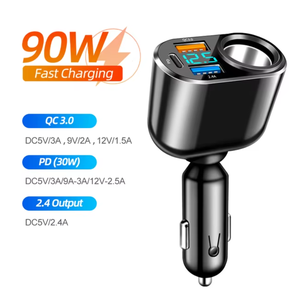 Presa accendisigari per auto 3 porte tipo C caricabatteria per auto QC3.0 PD3.0 caricabatteria <span class=keywords><strong>USB</strong></span> per auto con Display a LED ricarica rapida - Product Image 5