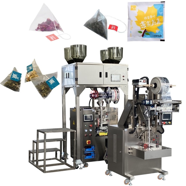 Automatic 2 4 6 Scales Weigher Scale Pyramids Triangle Teabag Leaf Nylon Bag PLA Nylon Tea Packing Machine