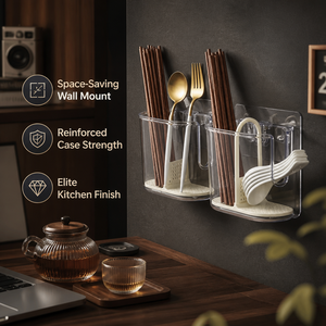 Porta posate da tavola per uso domestico, in plastica, da parete, con scolo, per bacchette e utensili da cucina - Product Image 1