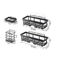 Lot de 6 étagères de salle de bain modernes adhésives antirouille, support de douche mural de grande capacité, étagère de rangement en métal sans perçage