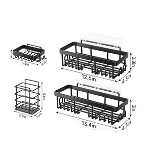 Lot de 6 étagères de salle de bain modernes adhésives antirouille, support de <span class=keywords><strong>douche</strong></span> mural de grande capacité, étagère de <span class=keywords><strong>rangement</strong></span> en métal <span class=keywords><strong>sans</strong></span> perçage - Product Image 5
