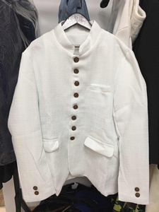 <span class=keywords><strong>Blazer</strong></span> da Uomo Bianco a Pied-de-Poule con Colletto alla Coreana - Giacca Formale Slim-Fit con Bottoni Dorati Sehe Fashion - Product Image 5