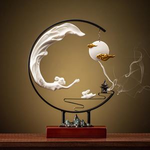 Brûleur d'encens électrique en bois à refoulement d'eau pour décoration intérieure, porte-encens suspendu en cascade - Product Image 2