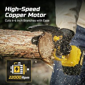 Scie à perche électrique pour l'élagage des arbres, mini-tronçonneuse de 6 pouces avec rotation à 180° ° Tête réglable et poignée rotative, pour la taille des branches hautes - Product Image 4