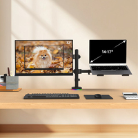 Support d'écran KHCOOHOO à ressort à gaz RGB 32 pouces, bras réglable, USB intégré, support de bureau VESA, inclinaison à 90 degrés, nouveau pour la maison, le bureau et le gaming