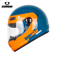 Casque de moto intégral vintage SOMAN en ABS avec fermeture rapide, ventilation, homologué DOT pour hommes et femmes H9